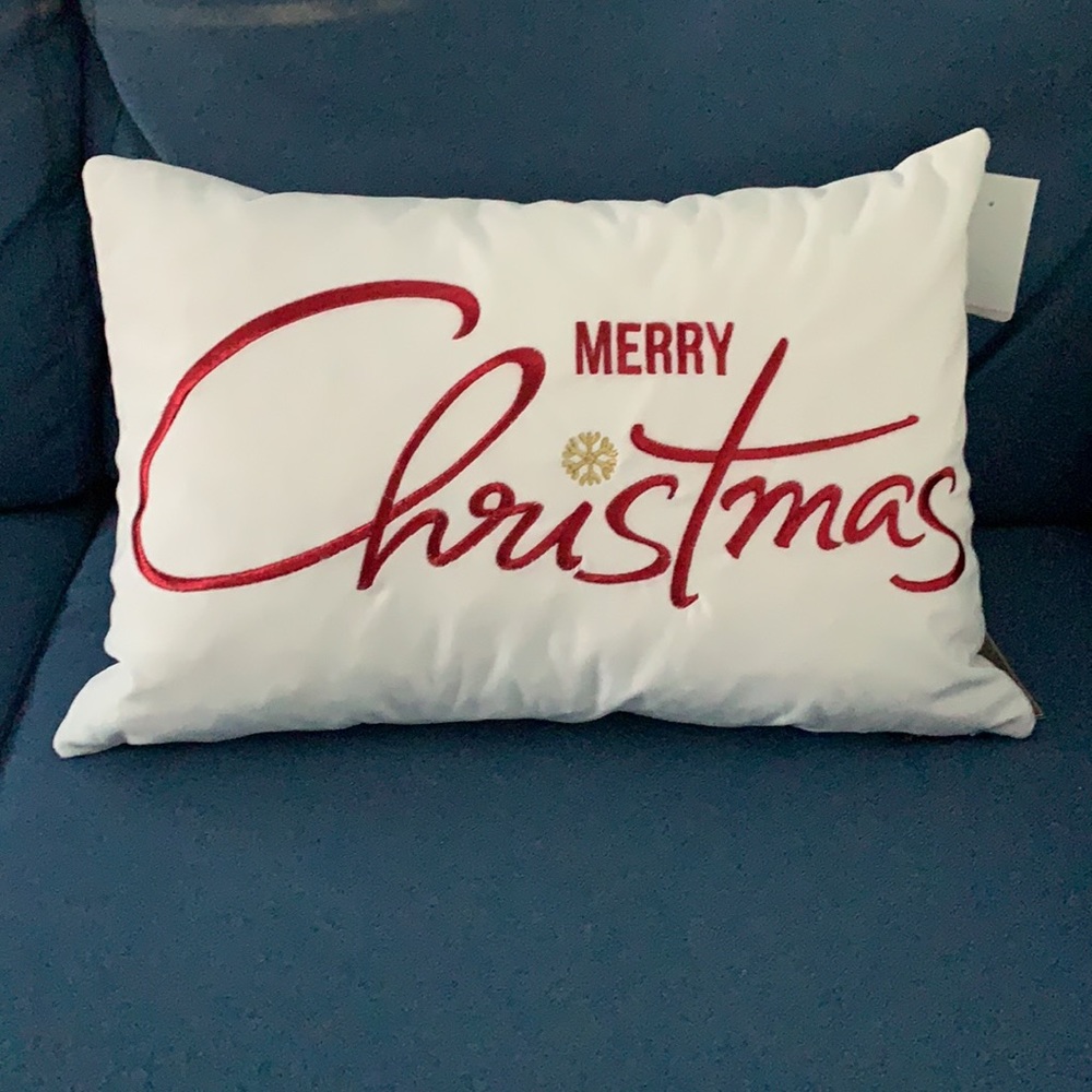 Embroidery Merry Christmas Velvet  Decorative   Pillow